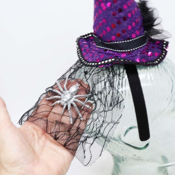 Witch Hat & Spiderweb Halloween Headband - Picture 4 of 8